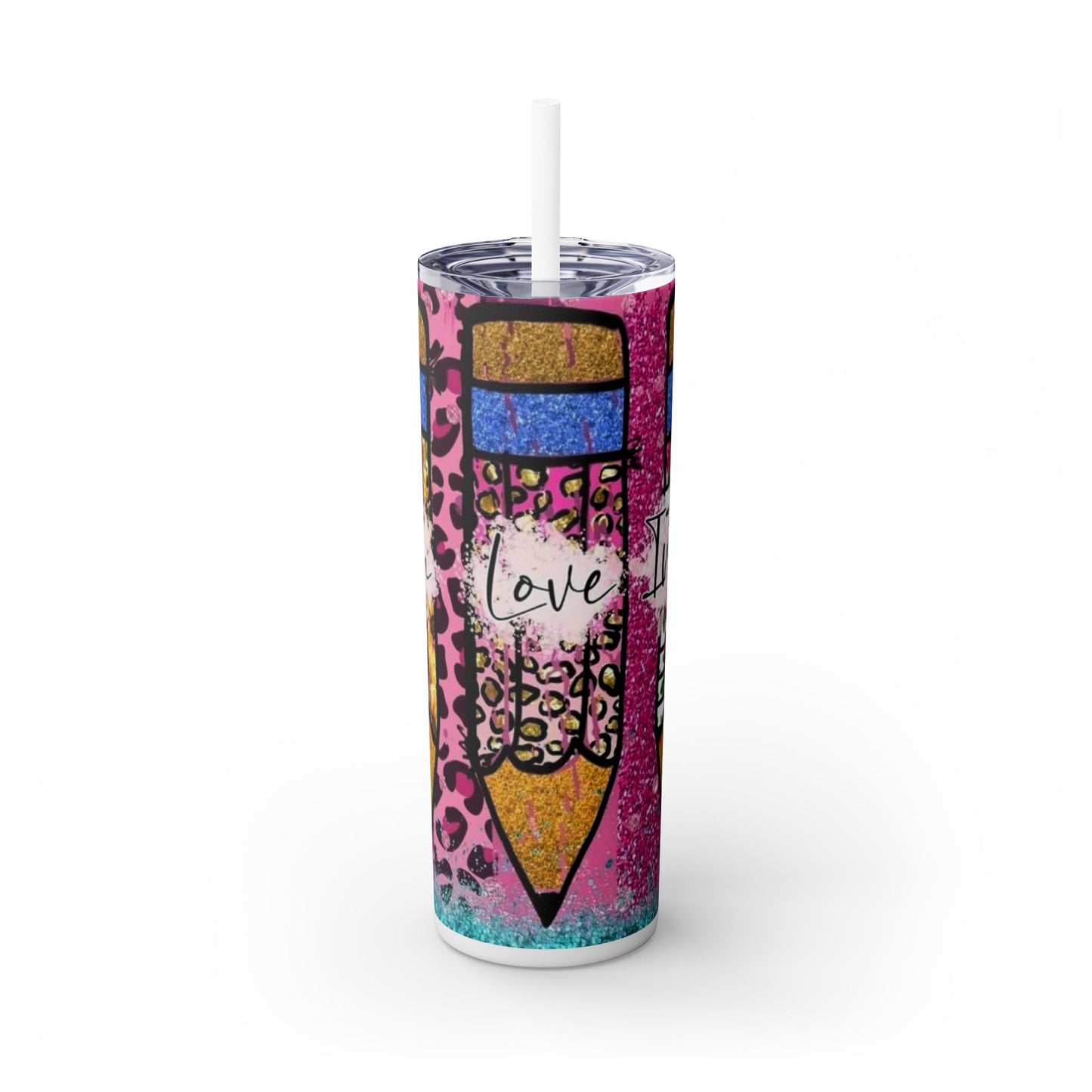 Colorful Teacher Skinny Tumbler with Straw - 20oz, Perfect Gift for Educators