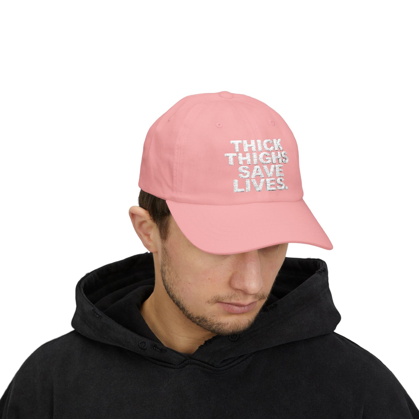 Embroidered thick thighs save lives hat