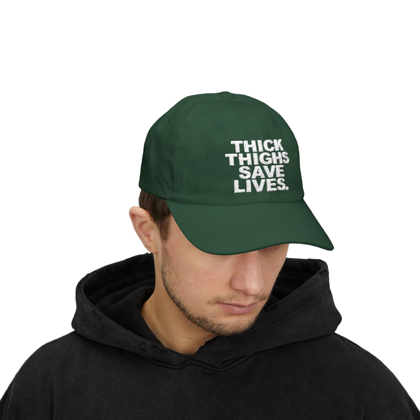Embroidered thick thighs save lives hat