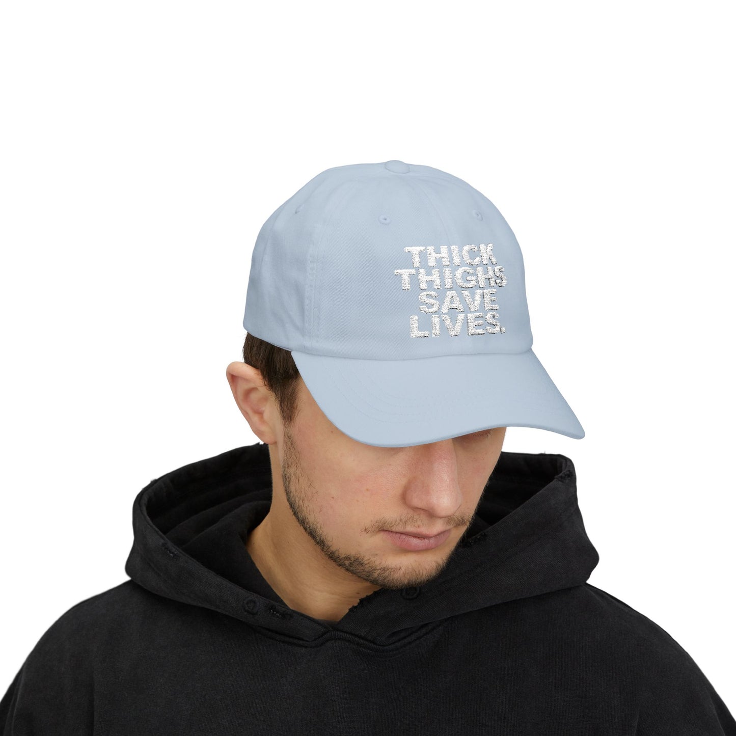 Embroidered thick thighs save lives hat