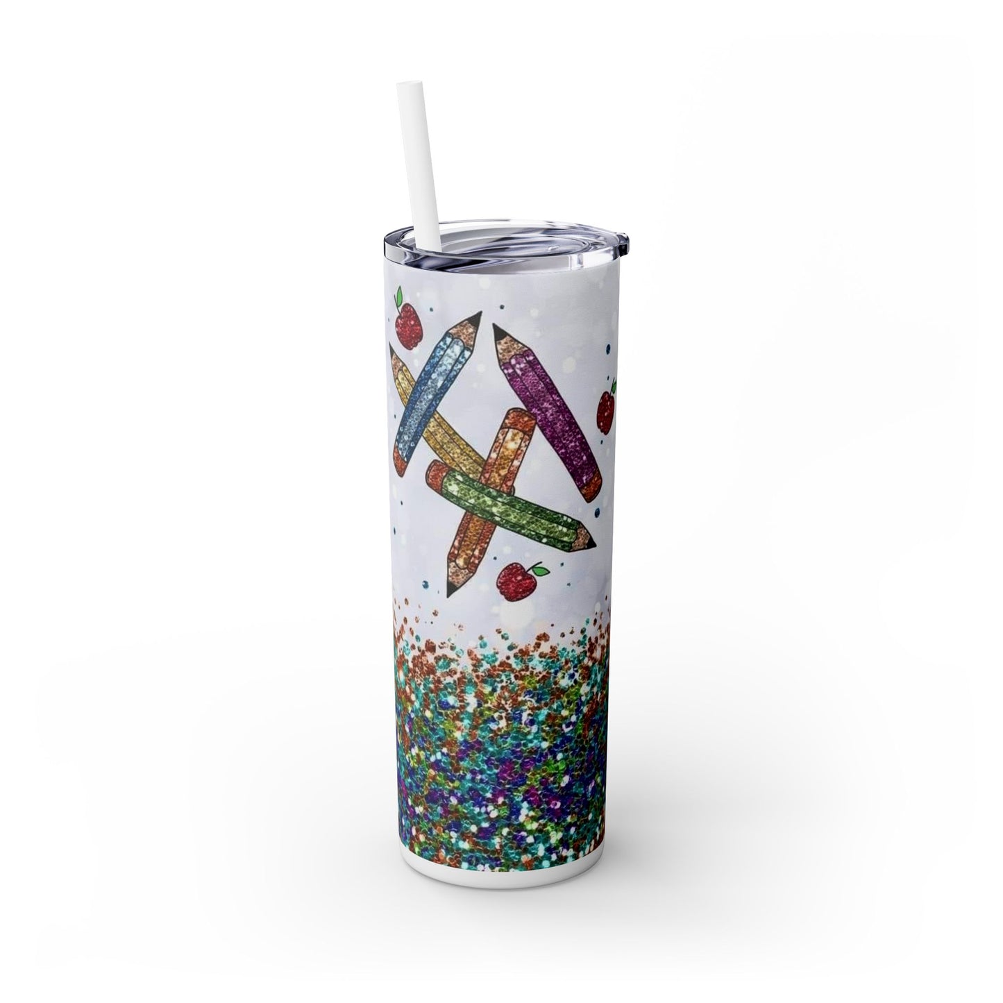 Teacher Life Glitter Tumbler with Straw - 20oz Inspirational Travel Cup