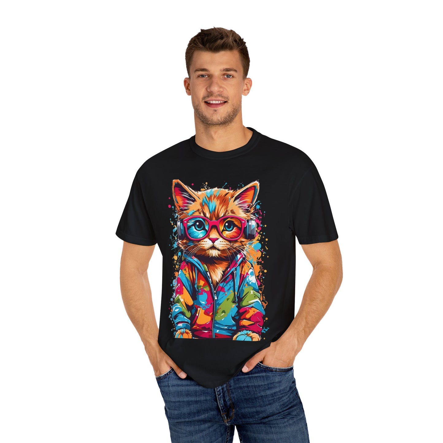 Colorful Cat Graphic T-Shirt