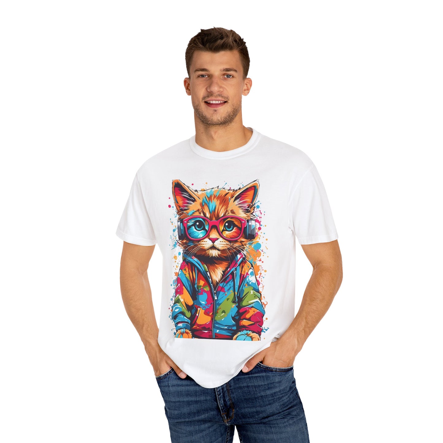 Colorful Cat Graphic T-Shirt