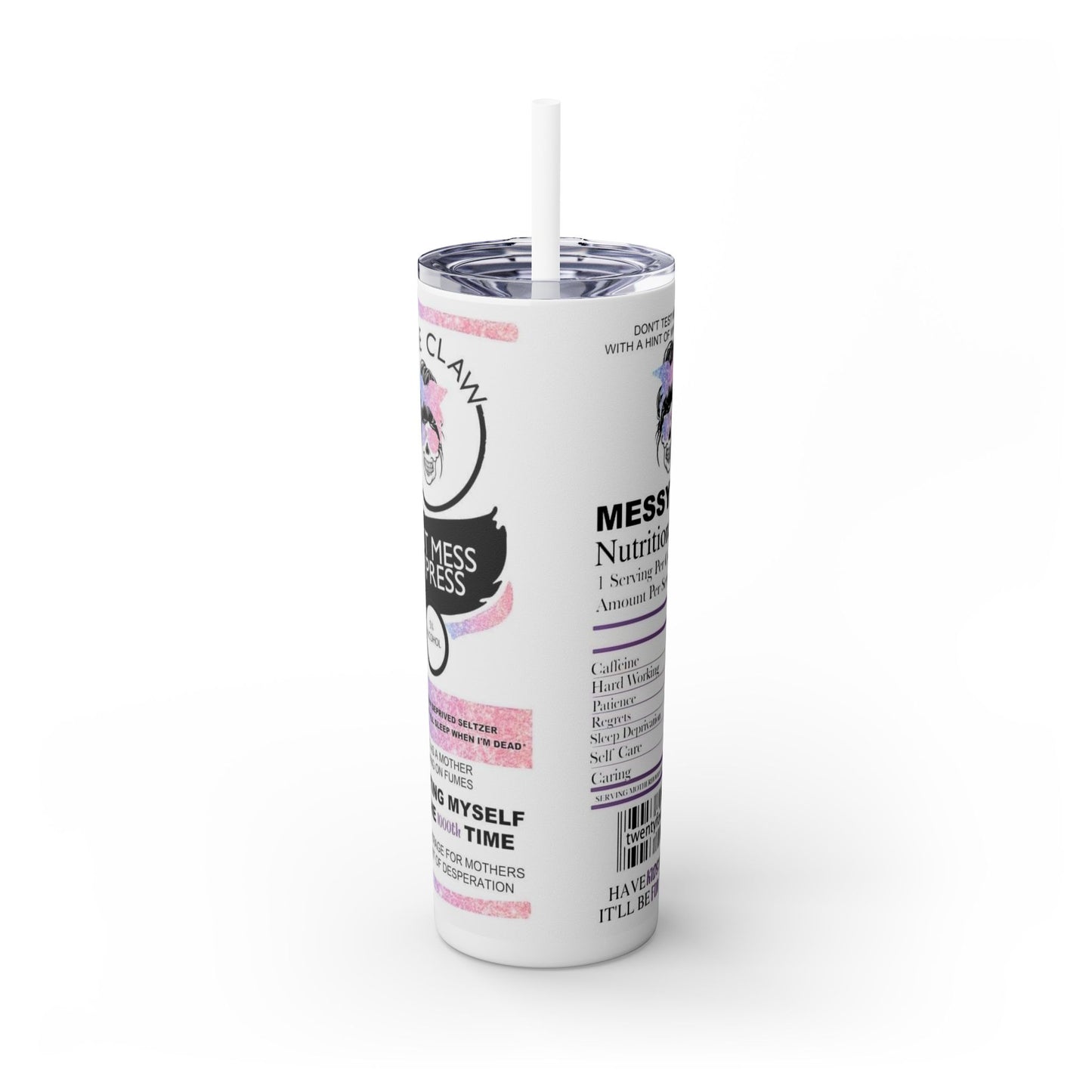 Funny 20oz Skinny Tumbler with Straw - Hot Mess Express - Perfect Gift for Moms!