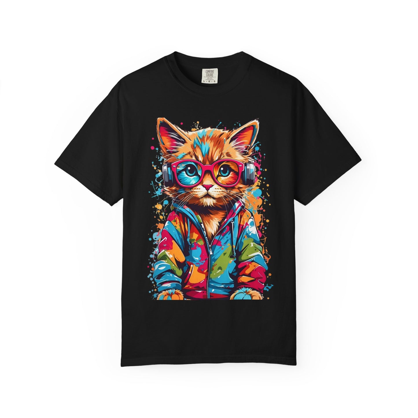 Colorful Cat Graphic T-Shirt