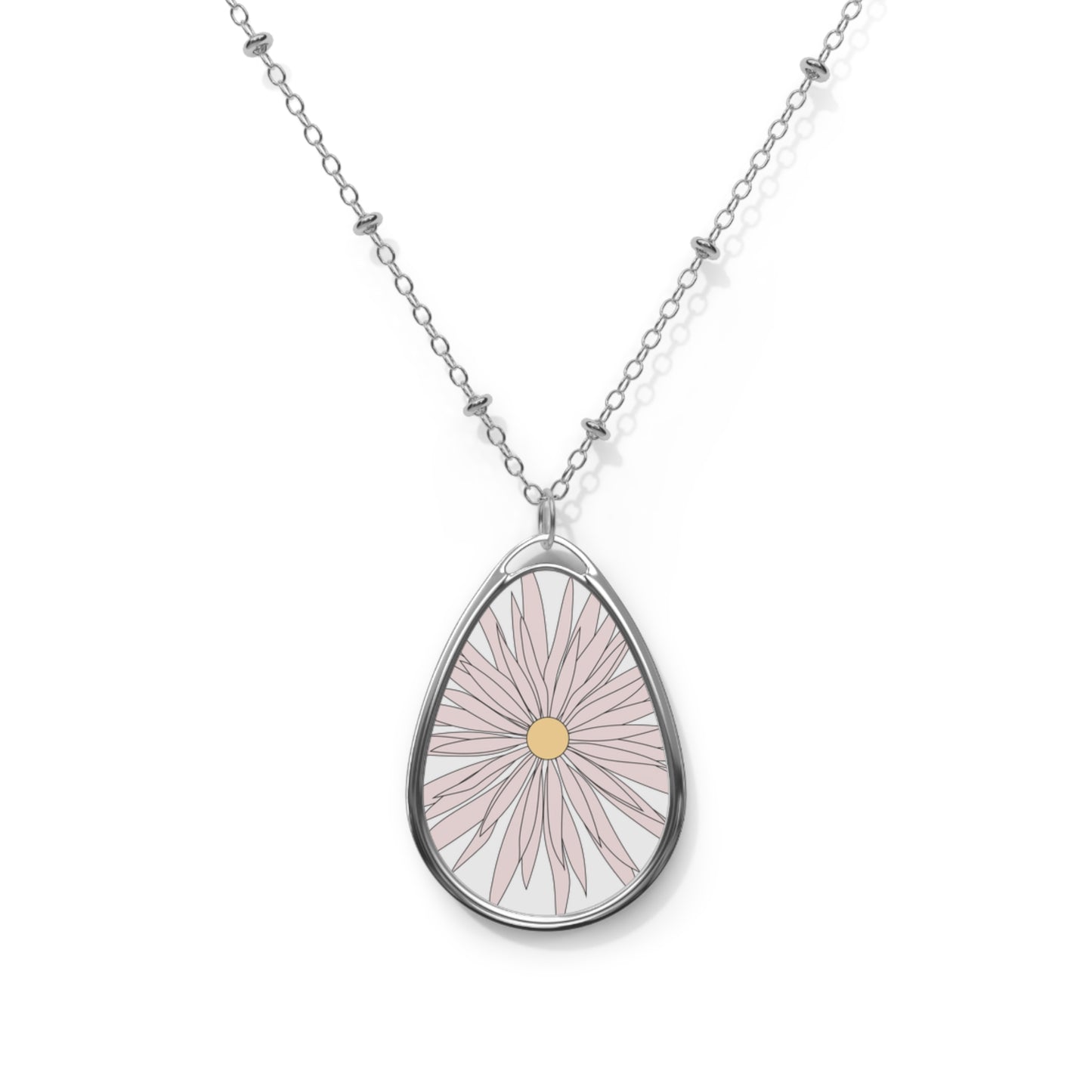 Daisy Floral Oval Necklace