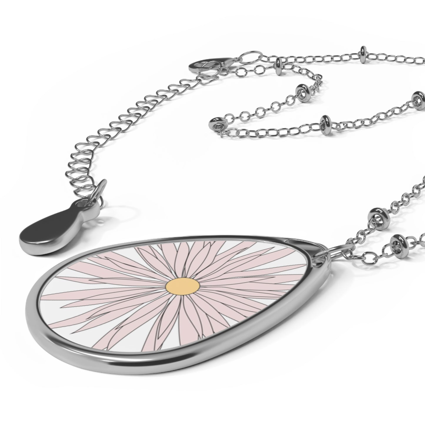 Daisy Floral Oval Necklace