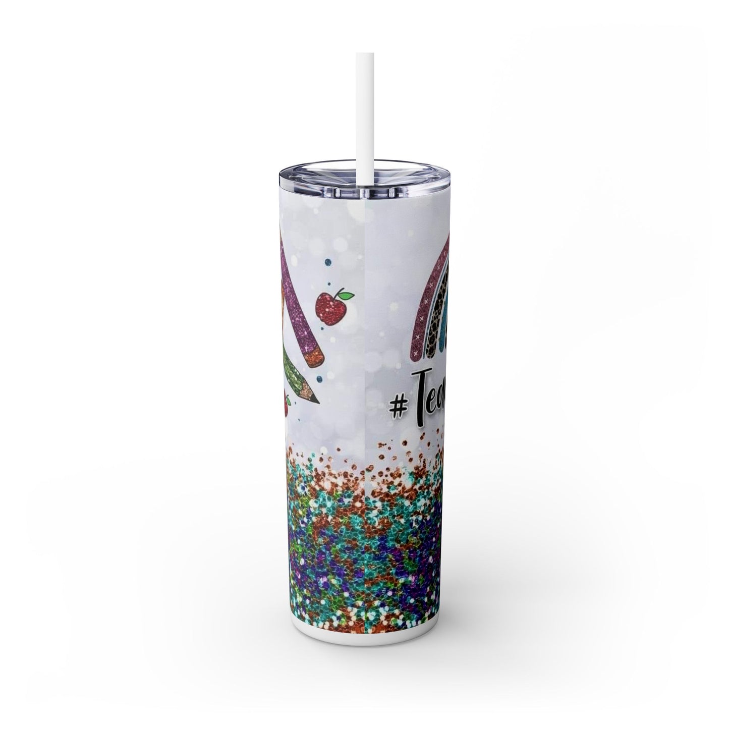 Teacher Life Glitter Tumbler with Straw - 20oz Inspirational Travel Cup