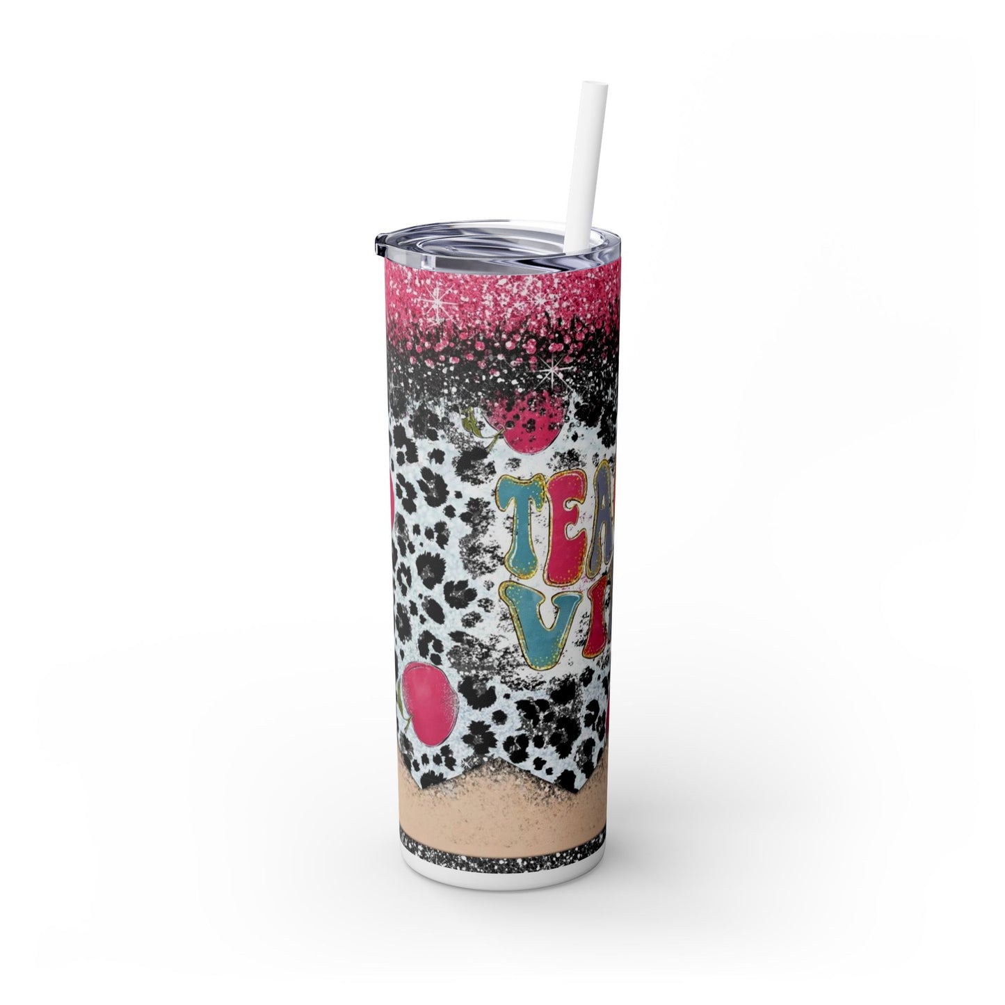 Tumbler - Teacher Vibes Skinny Tumbler with Straw, 20oz