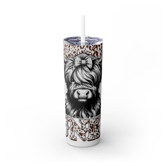 Cowgirl Themed Skinny Tumbler with Straw - 20oz, Fun and Stylish Drinkware