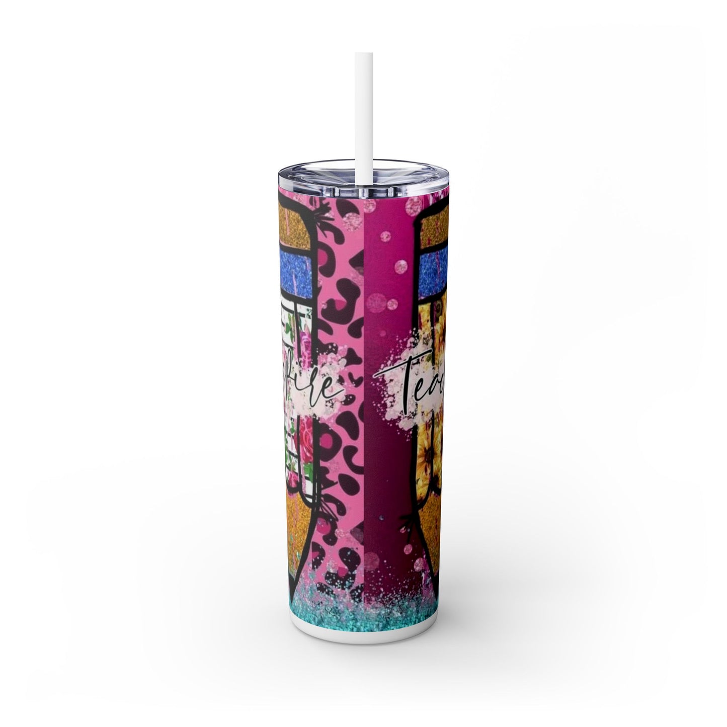 Colorful Teacher Skinny Tumbler with Straw - 20oz, Perfect Gift for Educators