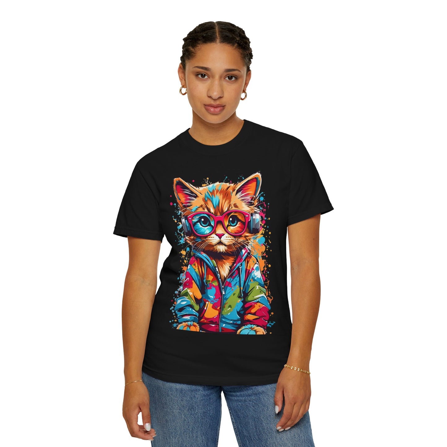 Colorful Cat Graphic T-Shirt