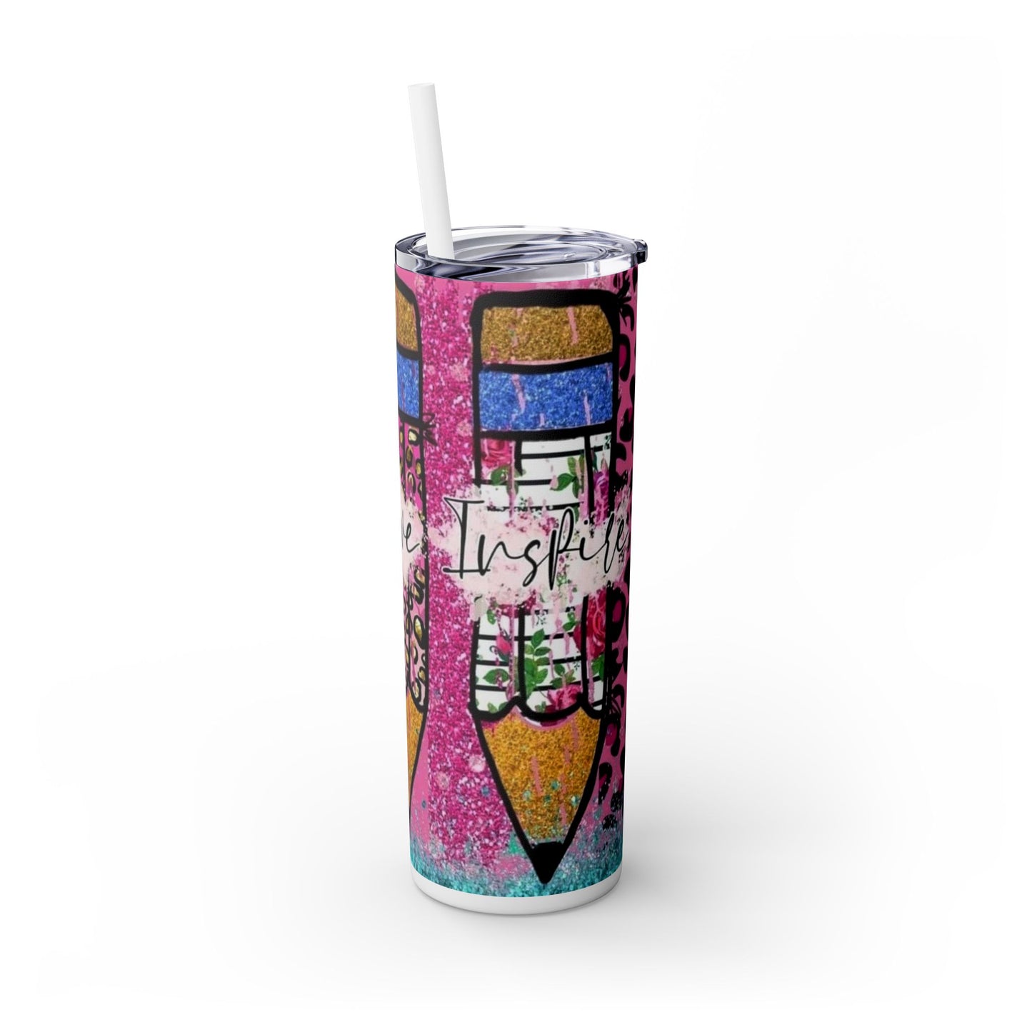 Colorful Teacher Skinny Tumbler with Straw - 20oz, Perfect Gift for Educators