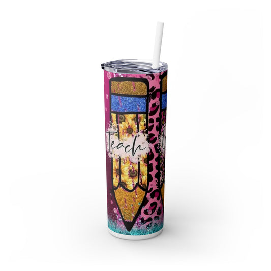 Colorful Teacher Skinny Tumbler with Straw - 20oz, Perfect Gift for Educators