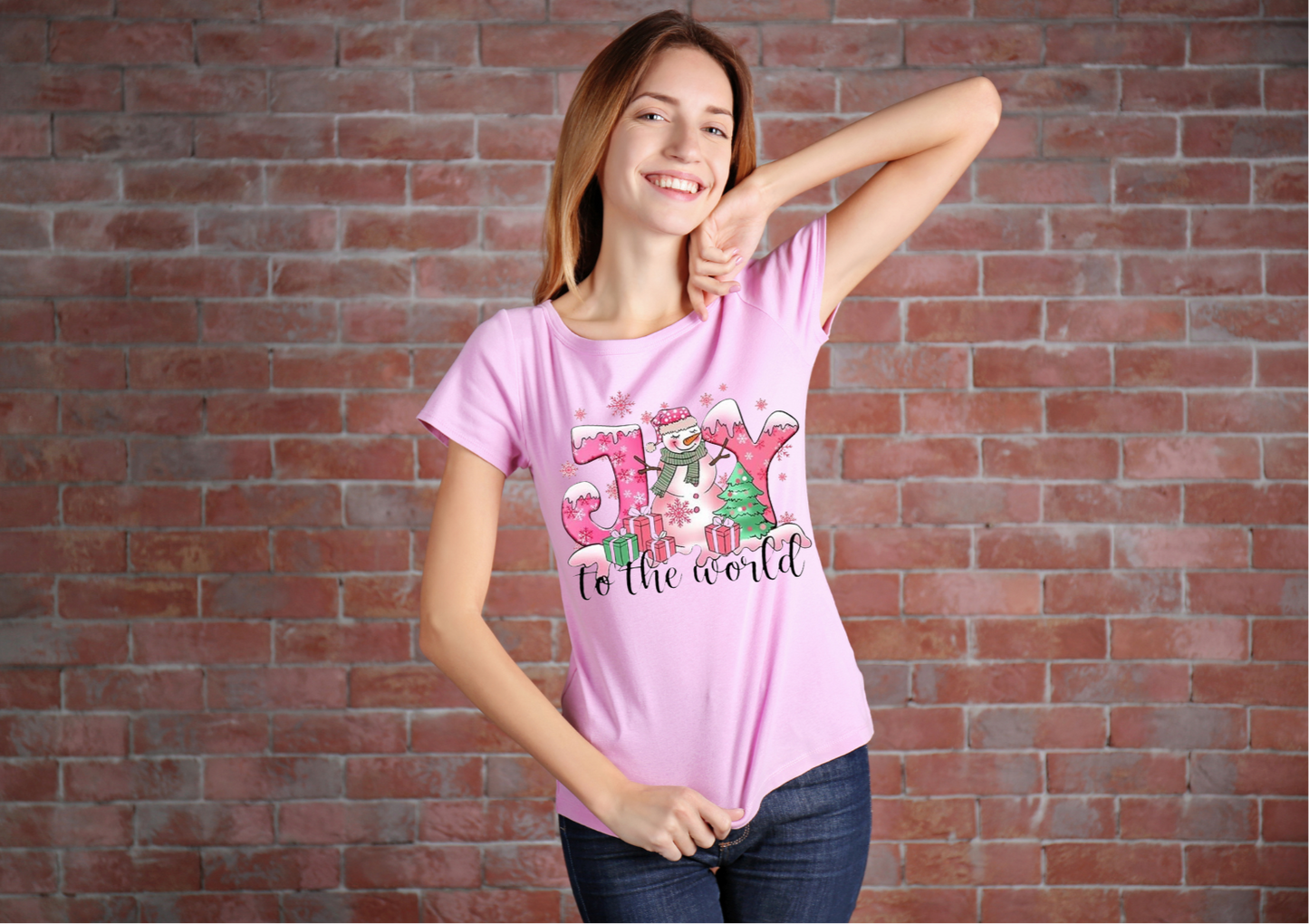 Pink Christmas Joy To World t-shirt