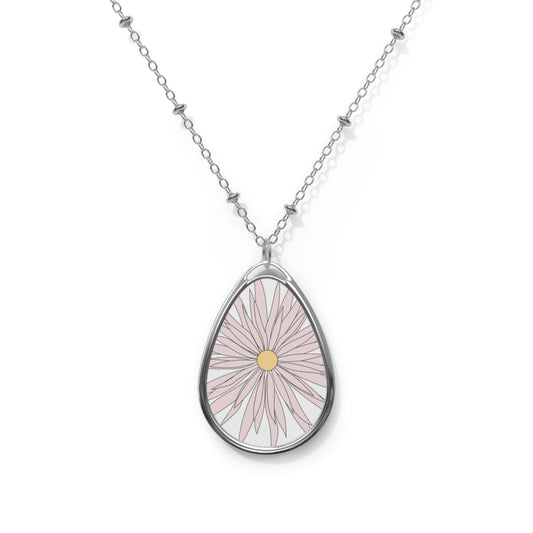 Daisy Floral Oval Necklace