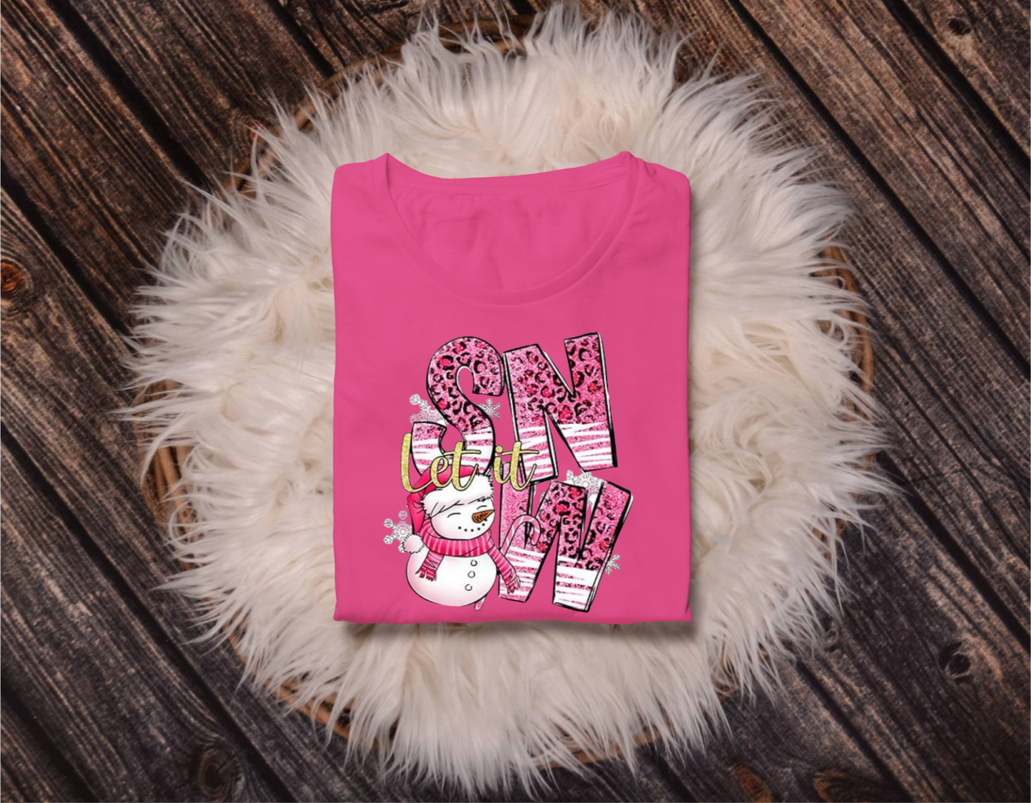 Pink Christmas Snow t-shirt