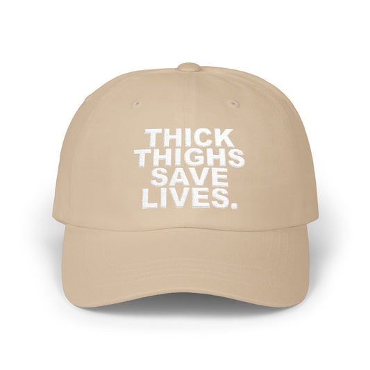 Embroidered thick thighs save lives hat
