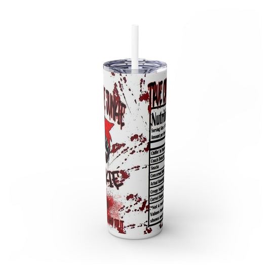 Edgy 20oz Skinny Tumbler with Straw - Crime Junkie Design