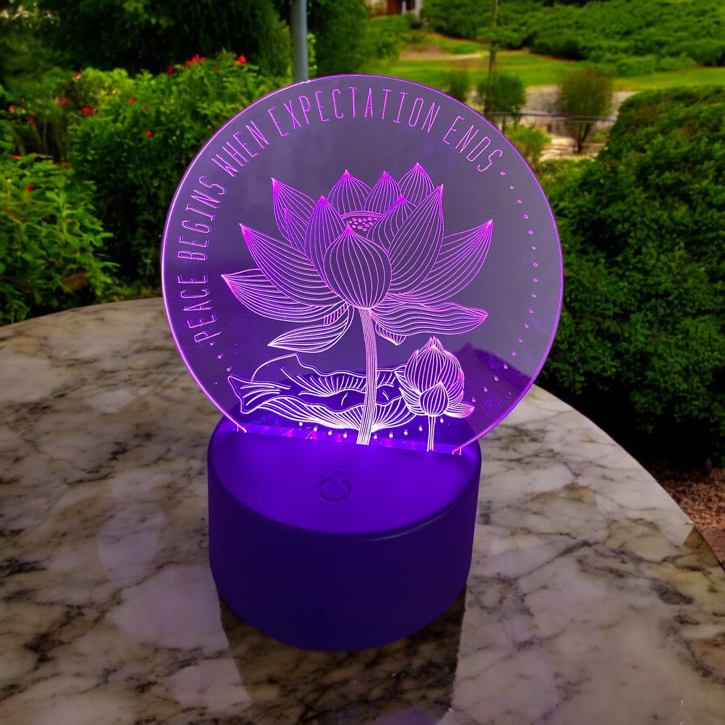 Engraved lotus night light