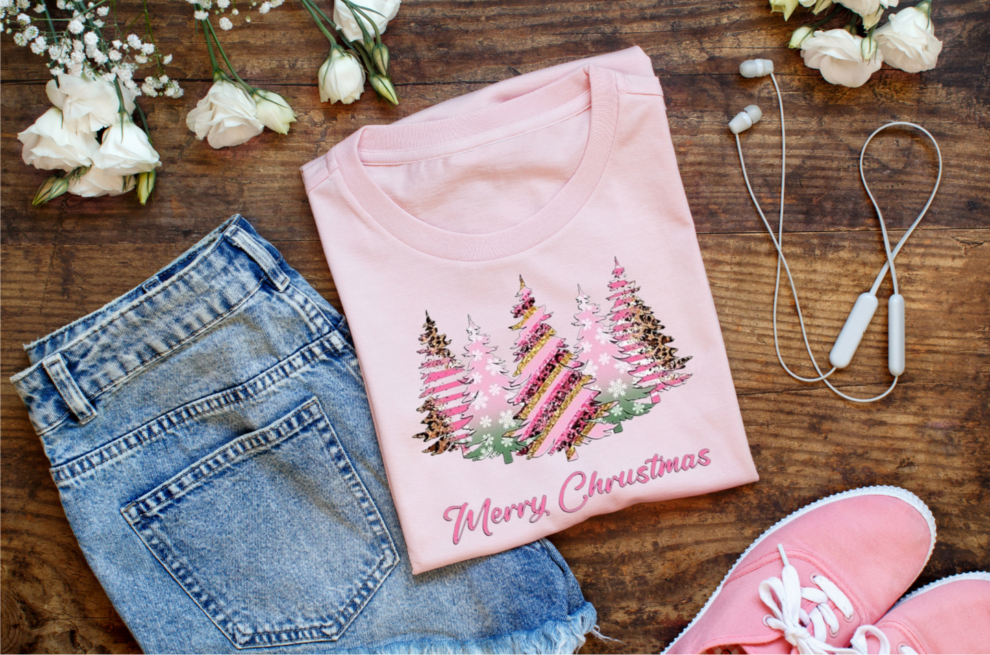 Merry Pink Christmas tshirt