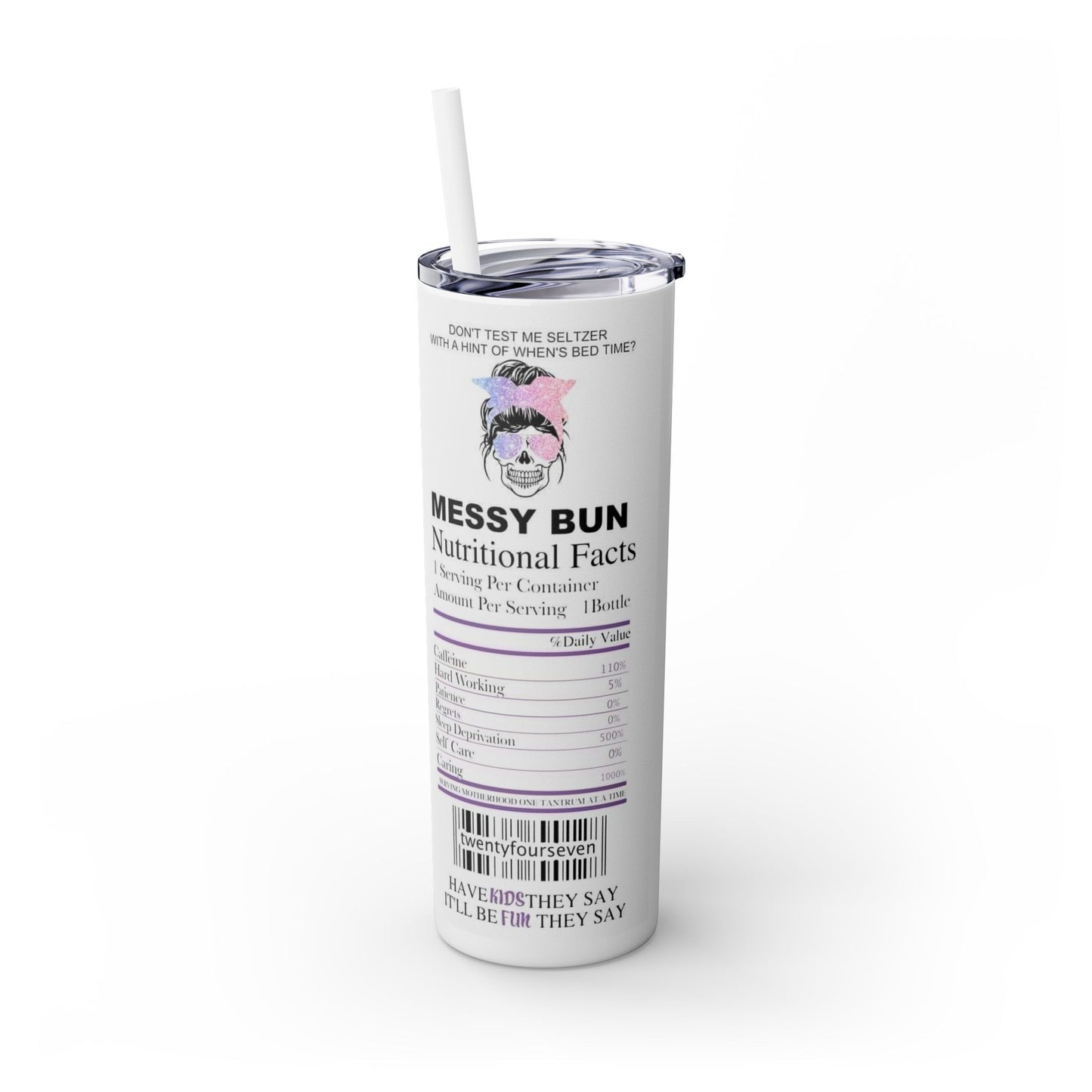 Funny 20oz Skinny Tumbler with Straw - Hot Mess Express - Perfect Gift for Moms!