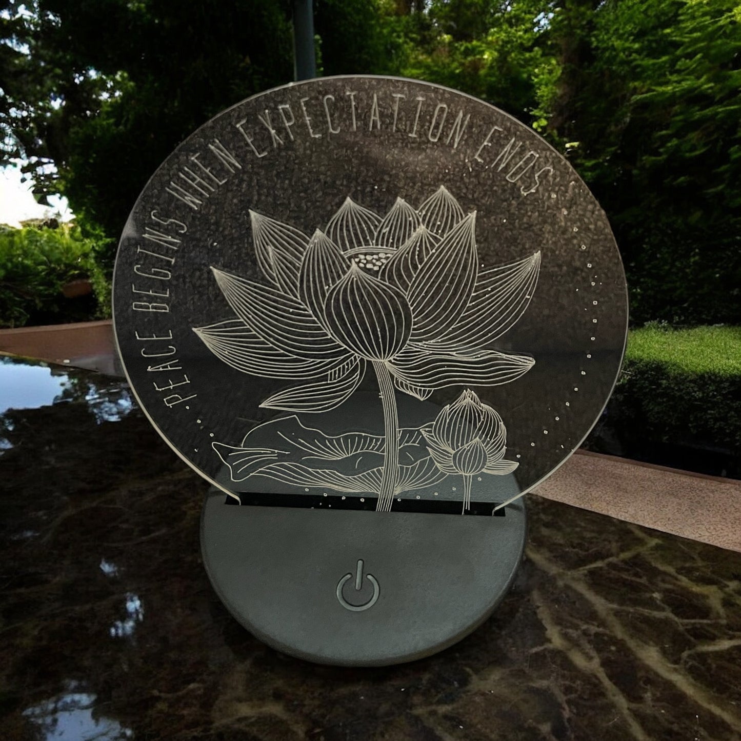 Engraved lotus night light