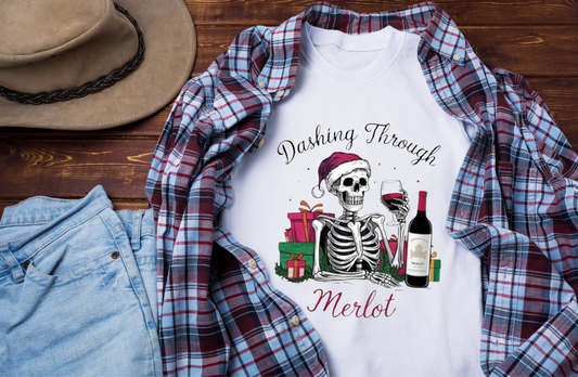 Dashing through Merlot t-shirt