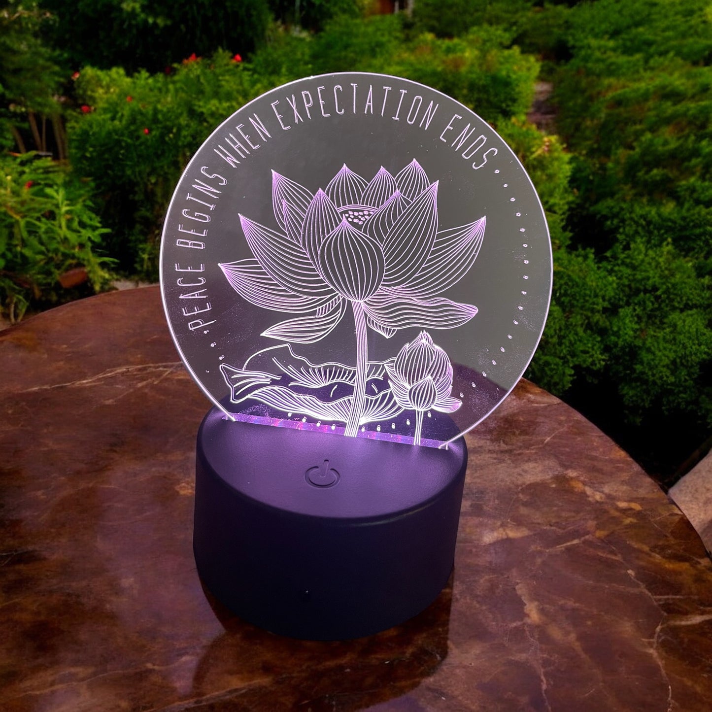 Engraved lotus night light