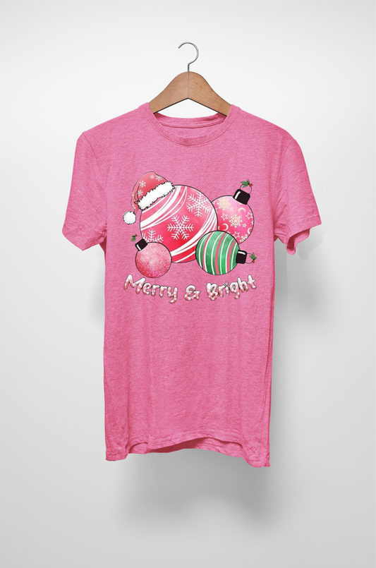 Pink Christmas Merry and Bright t-shirt